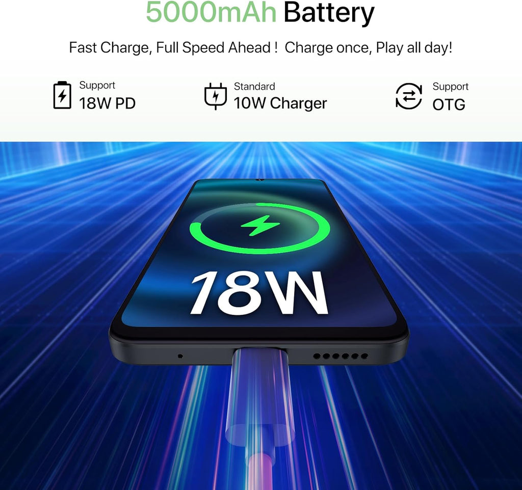 UMIDIGI Unlocked Phone,G9T Android 14 Cell Phone,8(4+4)+256GB 1TB Octa-Core,6.75" HD+ Smartphone,5000mAh,AI Face & Fingerprint Unlock,4G Dual SIM Phone,GPS,FM Radio,Unlocked Android Phones