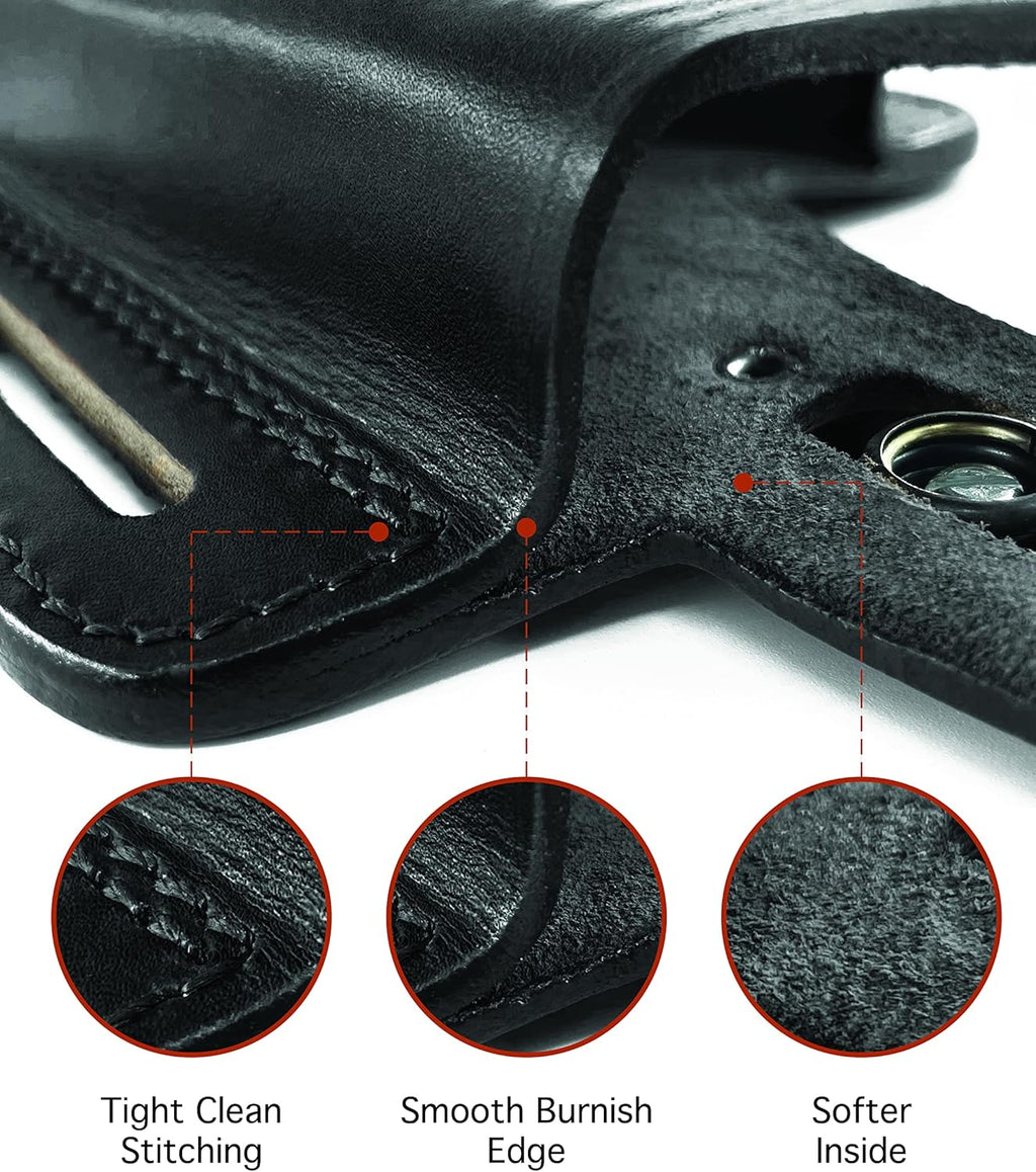 357 Magnum Holster, 2 Slot Pancake OWB Leather Gun Holster Thumb Break Handmade!
