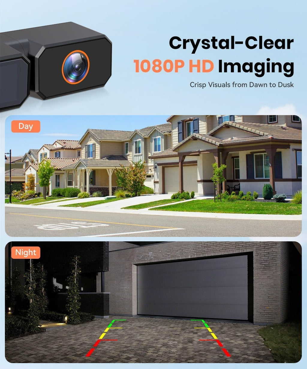 AUTO-VOX Solar Wireless Backup 2 Cameras: 2-Min DIY Install, Dual Channel Stable Signal DVR Monitor, 7.2" 1080P Super Night Vision, IP69K Waterproof Back Up Camera for Cars, Truck, Trailer, SUV, Van