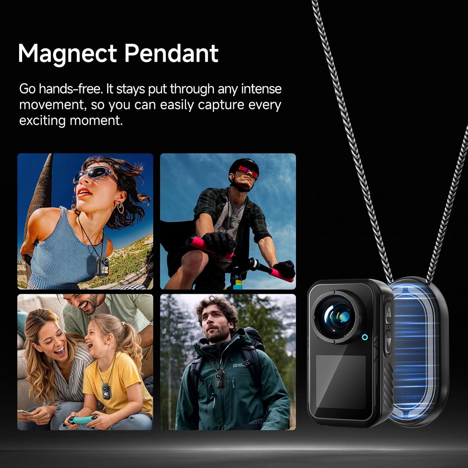 4K Mini Action Camera, EIS Stabilization, 130° Wide Angle, Dual Touchscreen, Pre-Record, Waterproof for Vlogging, Outdoor Adventures(Black, 128, GB)