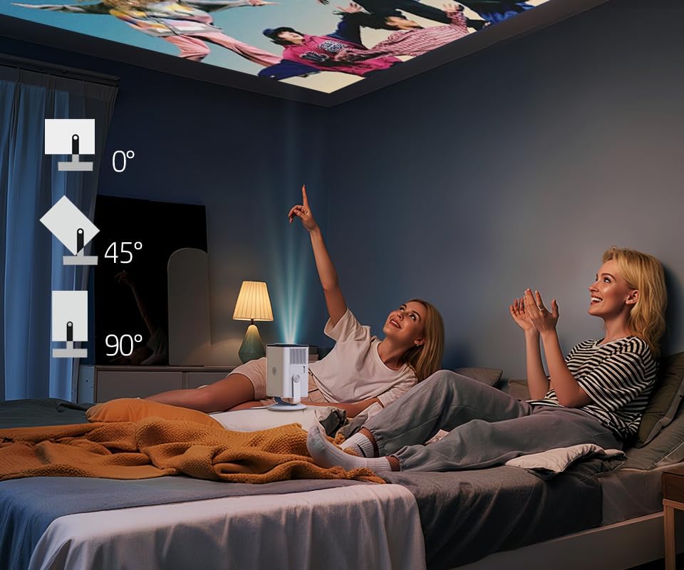 HP MC400 Mini Portable Smart Projector with WiFi and Bluetooth, Short Throw 4K Support & 1080P, Wireless Screen Mirroring, Built-in App & Speaker, USB-C Powered for Home Theater and Outdoor Movies