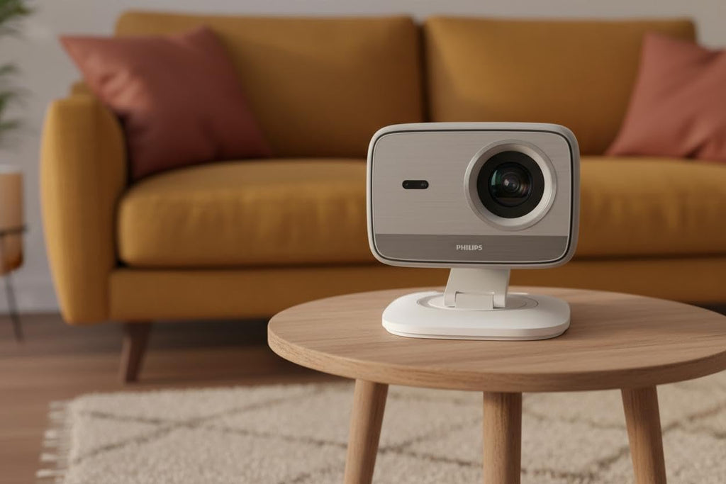 Philips Neopix 444, 4K Video Projector, Native Resolution 1080p, 500 ANSI Lumens, 10-watt Stereo Sound, Autofocus, Auto Keystone, HDMI to USB-C Cable Included, White.
