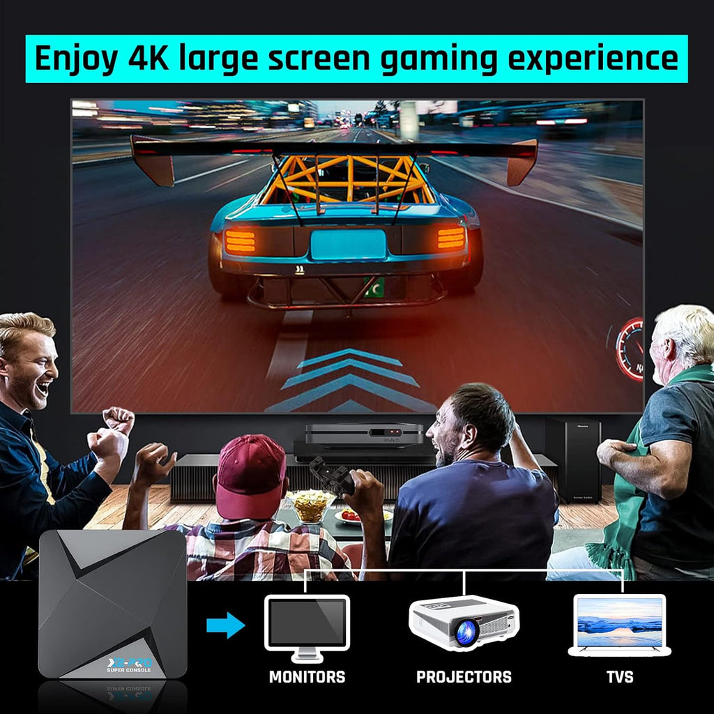Kinhank 2025 Super Console X2 Pro Pre-installed 65,000+ Classic Games,Retro Game Consoles Compatible with 60+ Emulators,EmuELEC 4.6&Android 9.0, 4K HD Output,2 Wireless Controllers