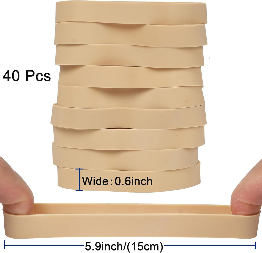 HAIDIBAO-Rubber Bands 40 Pcs Size#105 Big Wide Rubber Band Large Elastic Rubber Bands Office Supplies Heavy Duty Strong Elastic Bands Outdoor (5.12" x 0.6")