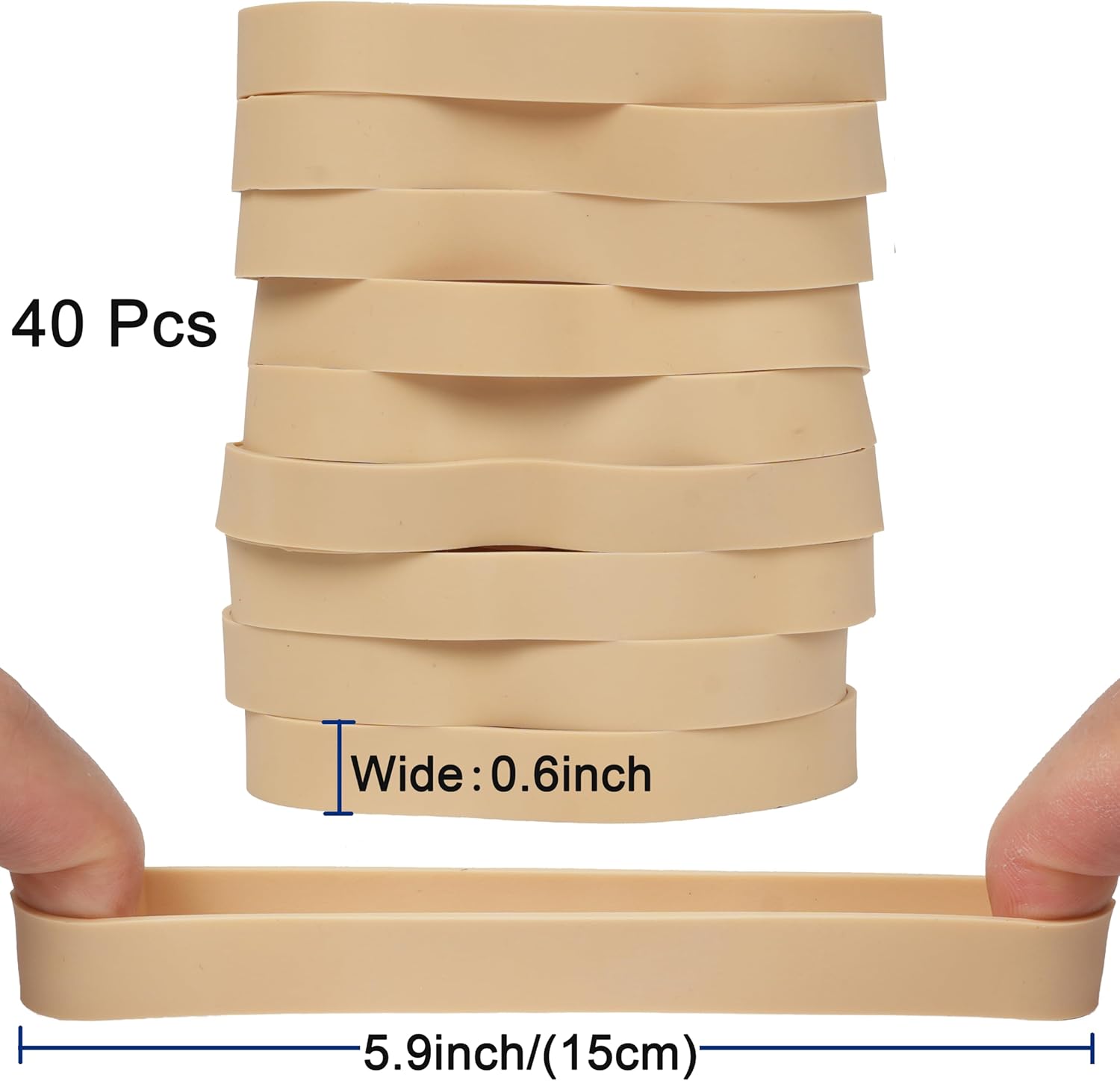 HAIDIBAO-Rubber Bands 40 Pcs Size#105 Big Wide Rubber Band Large Elastic Rubber Bands Office Supplies Heavy Duty Strong Elastic Bands Outdoor (5.12" x 0.6")