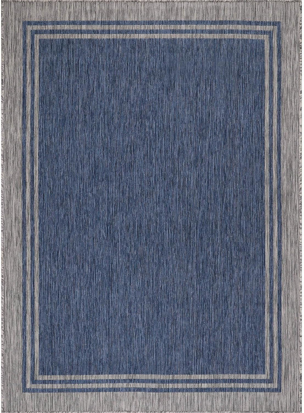 Luul Home Bordered Outdoor Rug 10x14 Washable Outside Carpet for Indoor Patio Porch Waterproof Easy Cleaning Non Shedding Area Rugs Navy 10 x 14