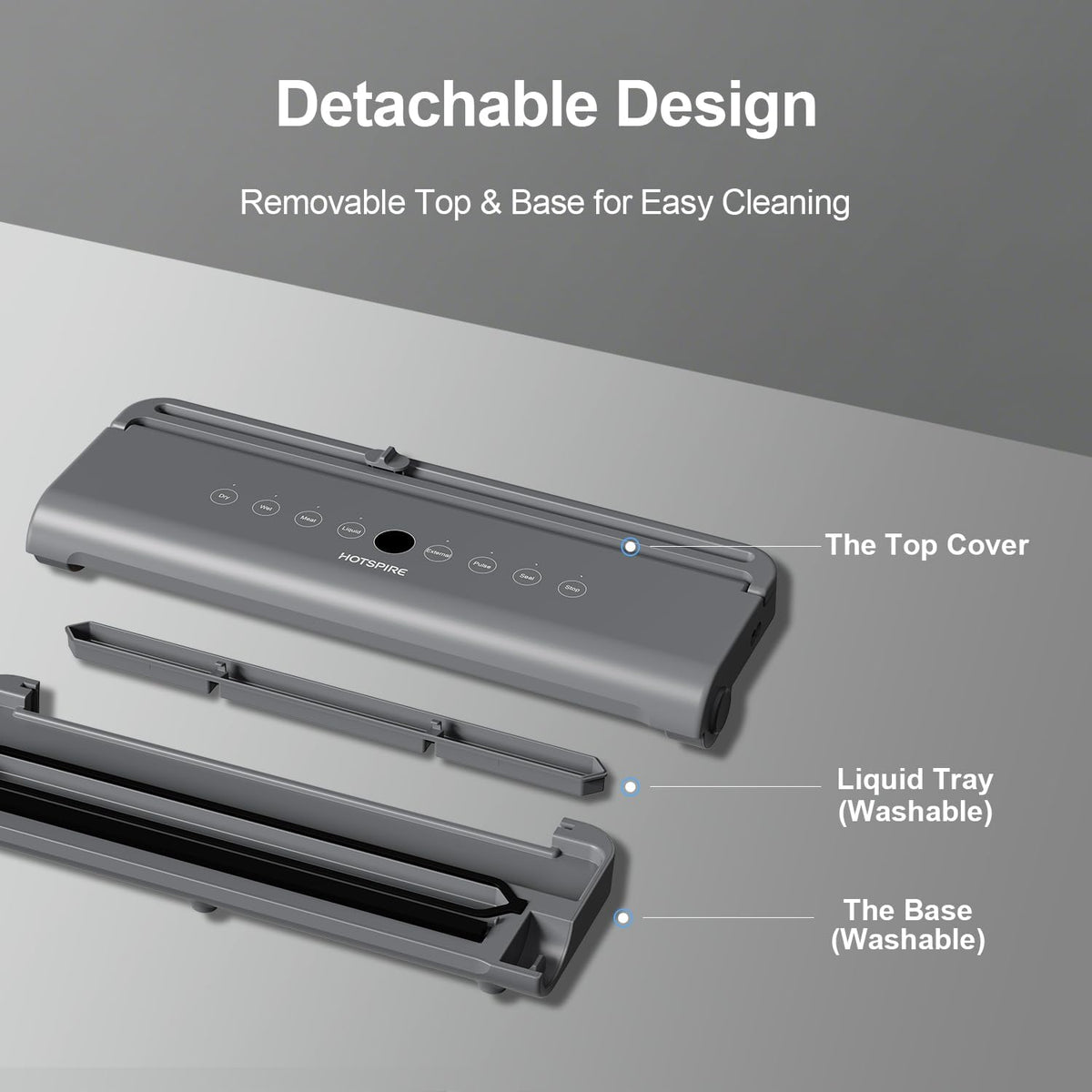 Food Vacuum Sealer Machine, Powerful & Continuous Vacuum Sealing for Kitchen Storage & Meal Prep, Wet & Dry Food Sealing, Detachable Upper & Lower Design for Easy Cleaning, Includes 50 Bags