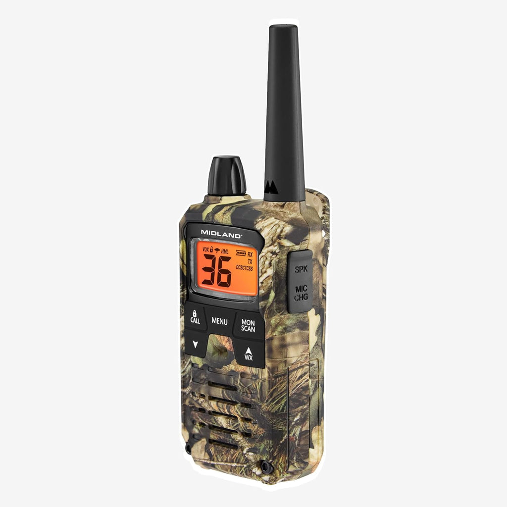 Midland - T295VP4 X-TALKER Walkie Talkies with 22 GMRS Channels – Two-Way Radio NOAA Weather Alert & Scan Technology, Dual Power Options, 121 Privacy Codes, Silent Operation – Camo, Set of 2