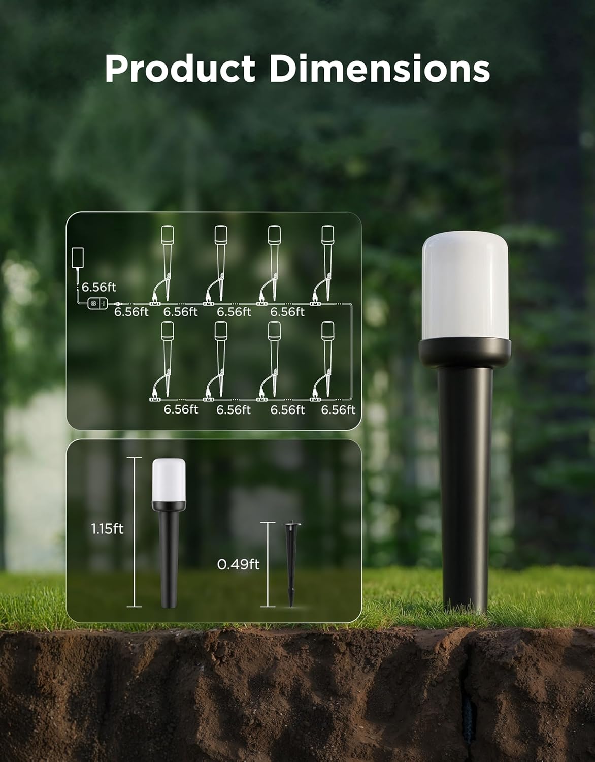 Govee Outdoor Cylinder Pathway Lights 8 Pack, 425lm Patio Lights, IP67 Waterproof, 60+ Preset Scene Modes, Outdoor Decor for Path, Patio, Garden, Lawn, Compatible with Alexa, Google Assistant, Matter