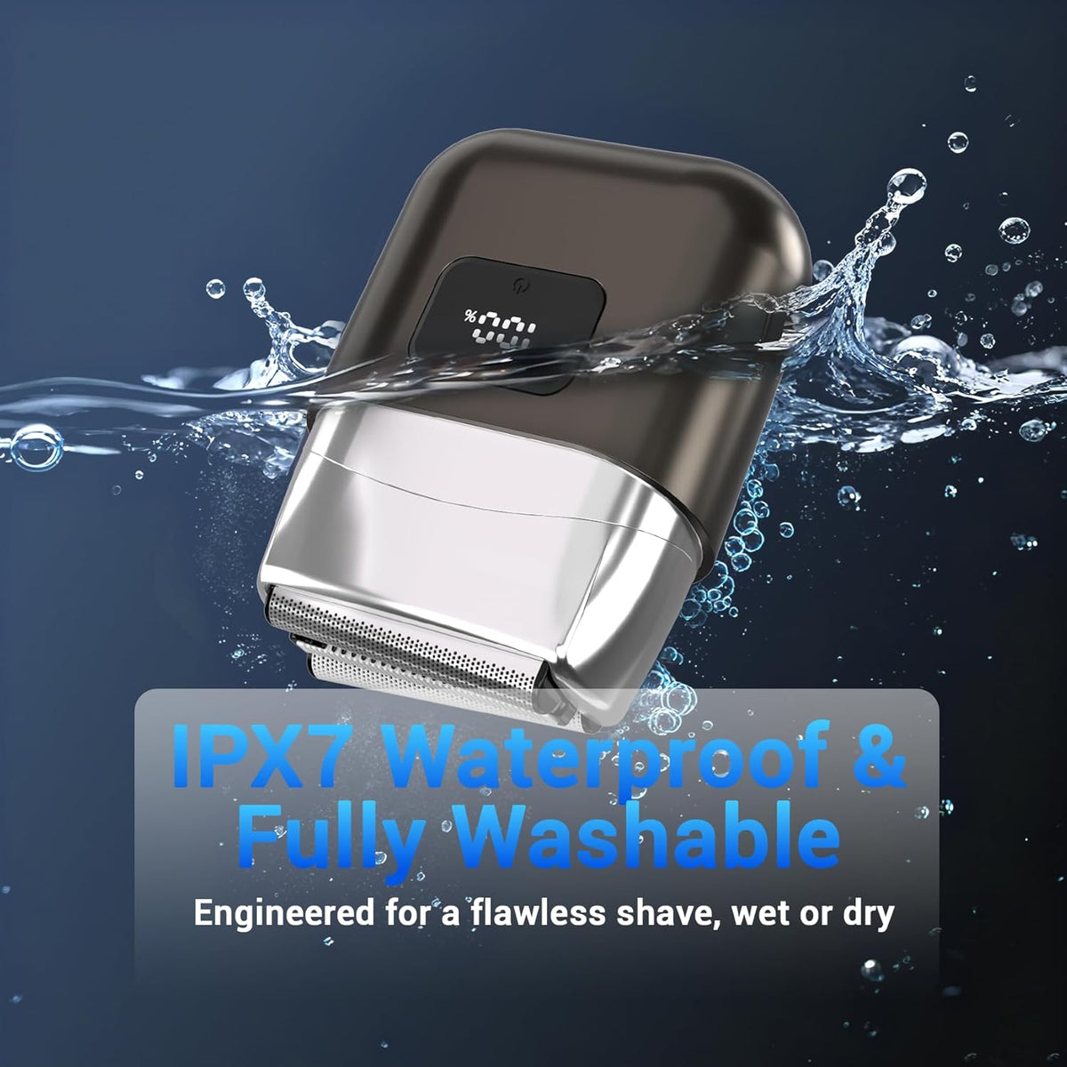 Electric Foil Shavers for Men: Mini Electric Razor with 3 Floating Blades, LED Display, Dual Speed - IPX7 Waterproof Wet/Dry Cordless Razor, USB Fast Charging, Travel Lock (Gray)