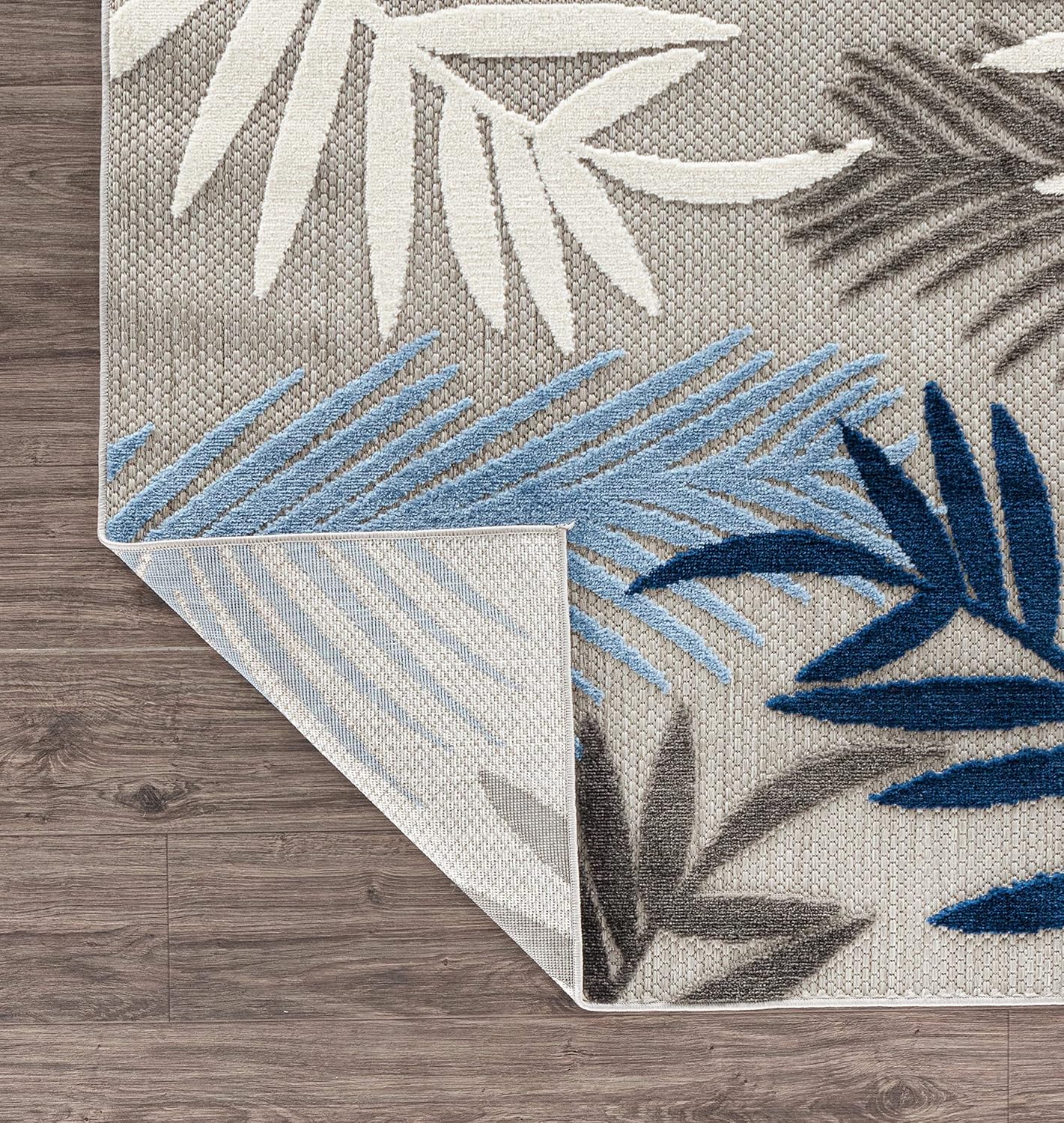 Rugshop Indoor/Outdoor Palm Leaf Area Rug, Non-Shedding Easy-Care Design for Backyard, Deck and Outdoor Lounge, Blue, 10' X 14'