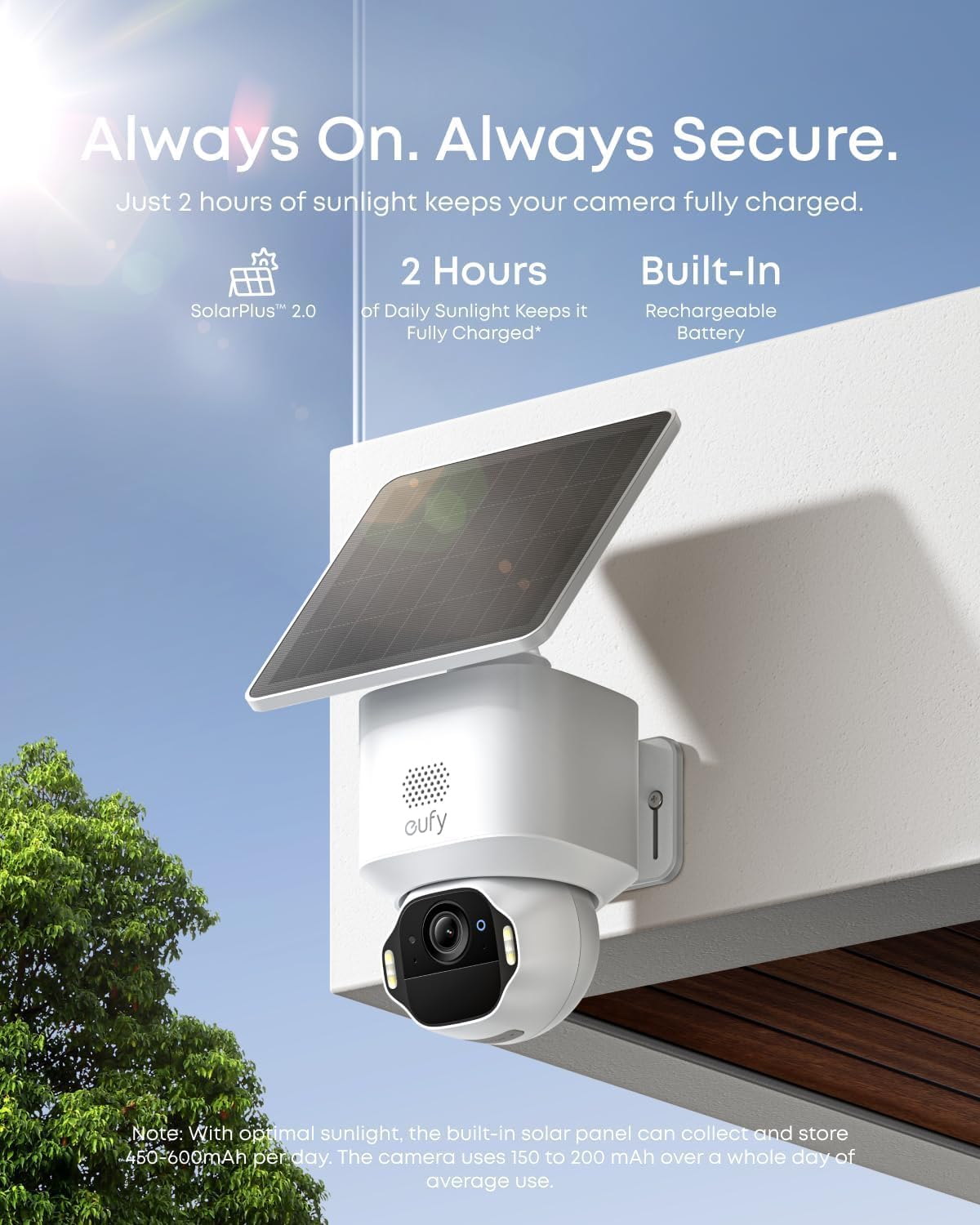 eufy SoloCam E42, 4K Security Camera Wireless Outdoor, Solar Powered, AI Motion Tracking, Strobe Light, Pan & Tilt, Facial Recognition, Up to 16 TB, Smart Home Compatible