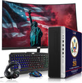 HP EliteDesk Liberty 250 Edition Gaming Desktop Computer PC, AMD, 16GB RAM, 256GB SSD OS+2x500GB HDD, 24" Curve Monitor, GT 1030 Graphics, RGB Keyboard/Mouse/Headphones, Win 11 Pro(Renewed)