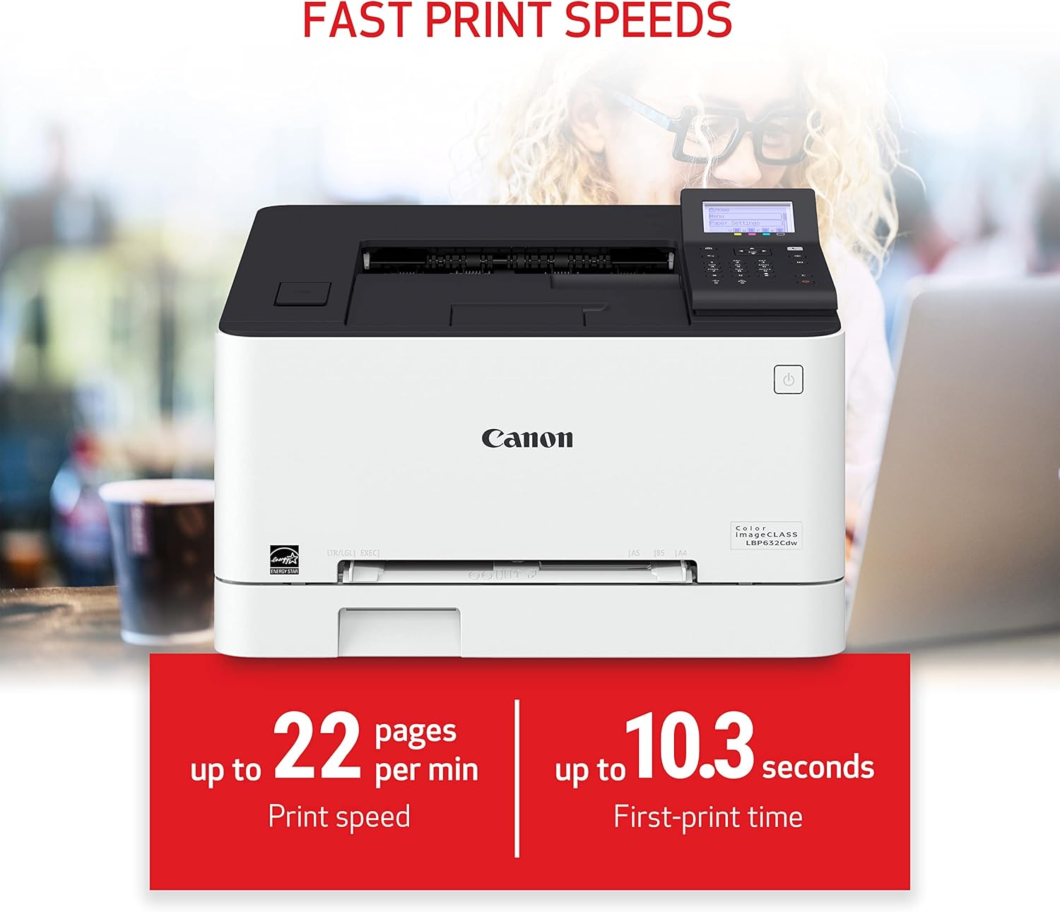 Canon imageCLASS LBP632Cdw - Wireless Duplex Color Laser Printer, Single Function, Home Office, Mobile Ready, 22 PPM Color, White