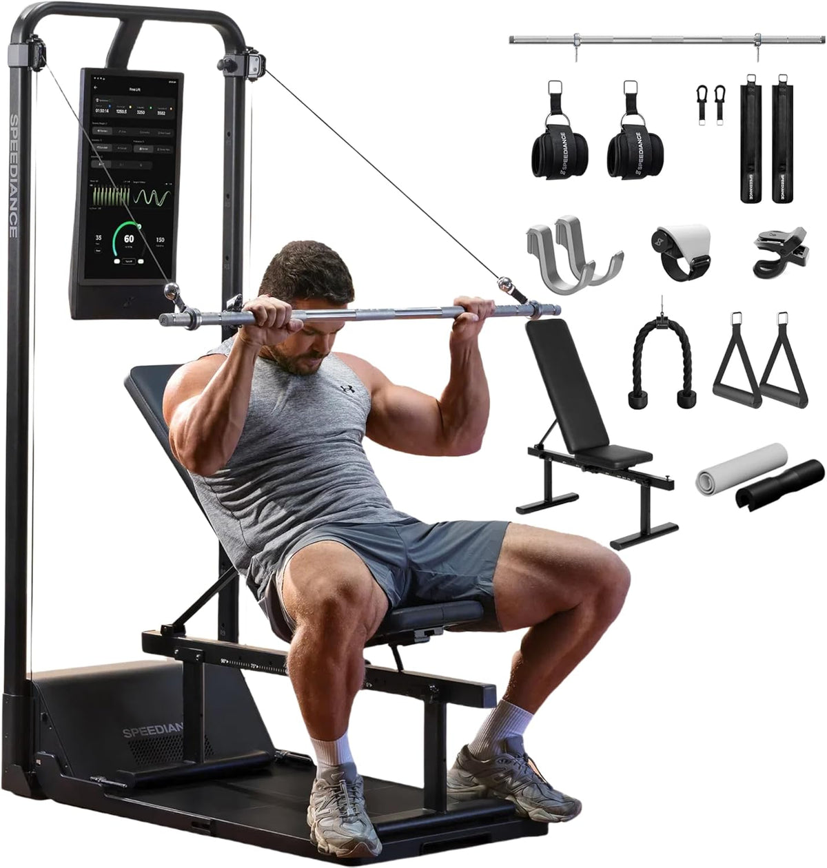 Speediance Gym Monster 2, Works Plus & PowerGrip Smart Handles & Weight Lifting Belt Bundle
