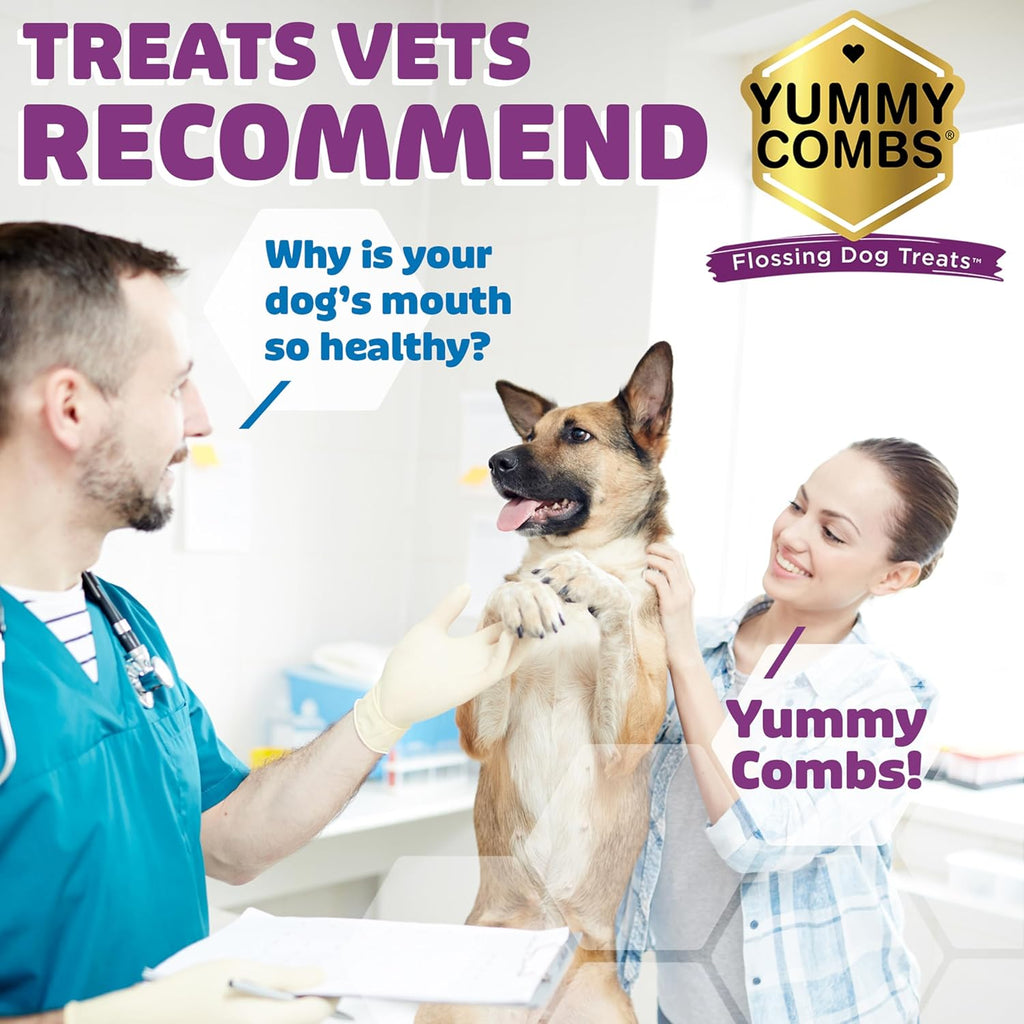 Yummy Combs Dog Dental Treats – Vet VOHC Approved – Delicious Chicken Protein – Removes Tartar with Cleaning Comb Shape – Dental Dog Treats for Small Dogs (24oz, 42 Count)