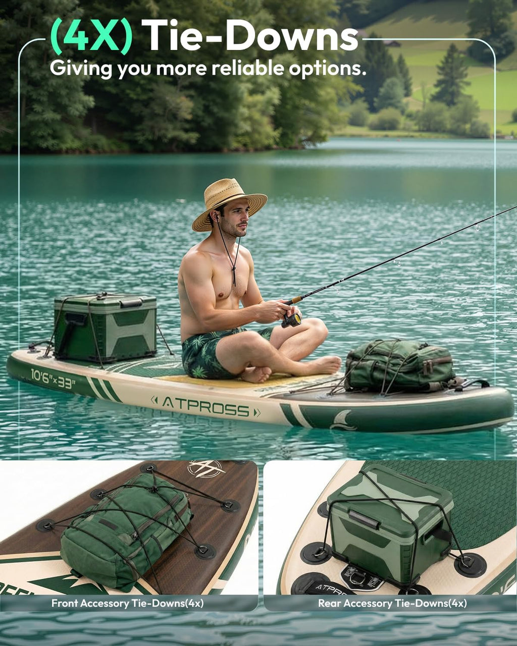 10'6''x33''Inflatable Stand Up Paddle Board, 400lbs Extra Wide Blow Up Paddle Board with Kayak Seat, Premium SUP Accessories Kit & Backpack, Non-Slip Stable Deck Boat for Yoga Fishing Surf