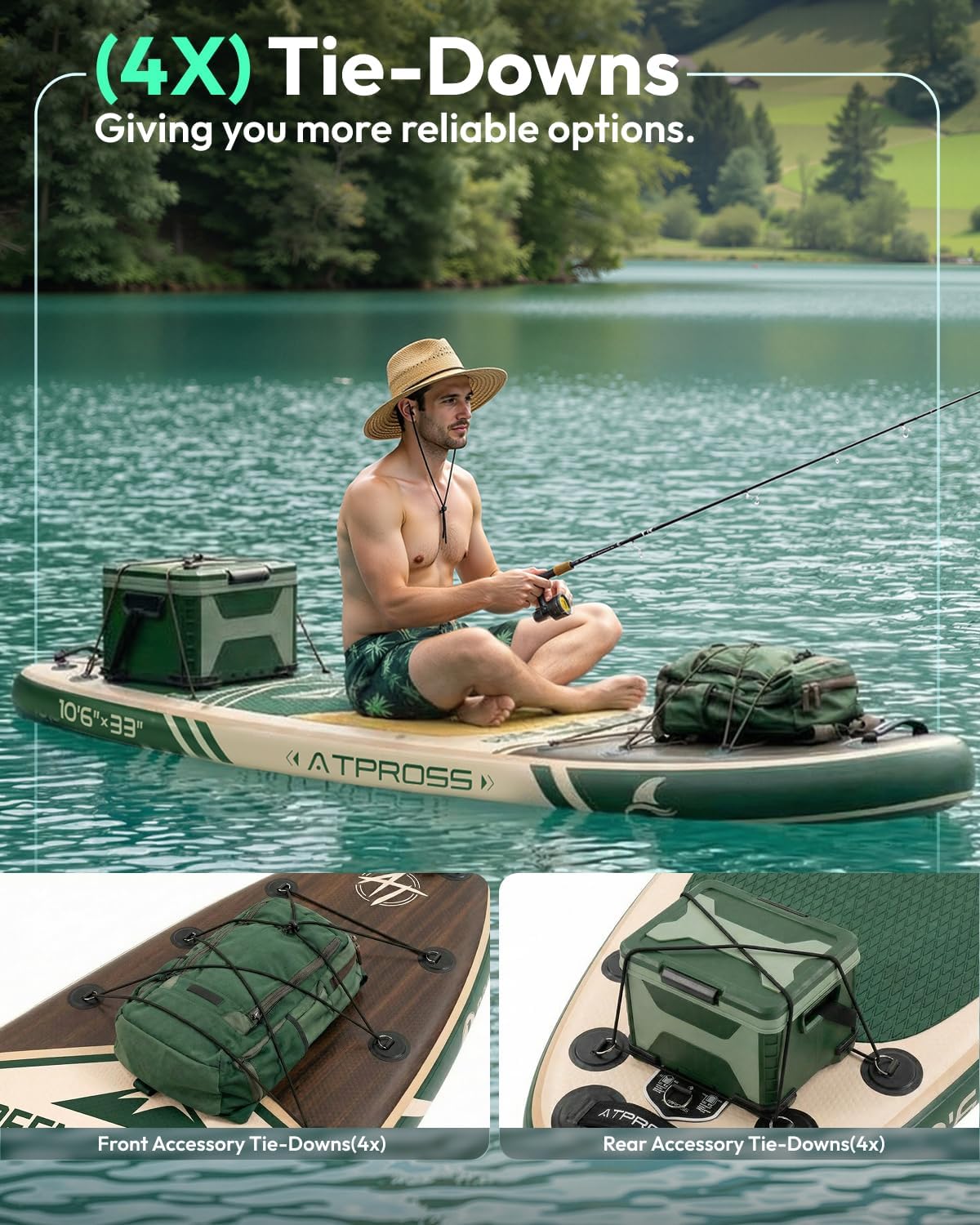 10'6''x33''Inflatable Stand Up Paddle Board, 400lbs Extra Wide Blow Up Paddle Board with Kayak Seat, Premium SUP Accessories Kit & Backpack, Non-Slip Stable Deck Boat for Yoga Fishing Surf