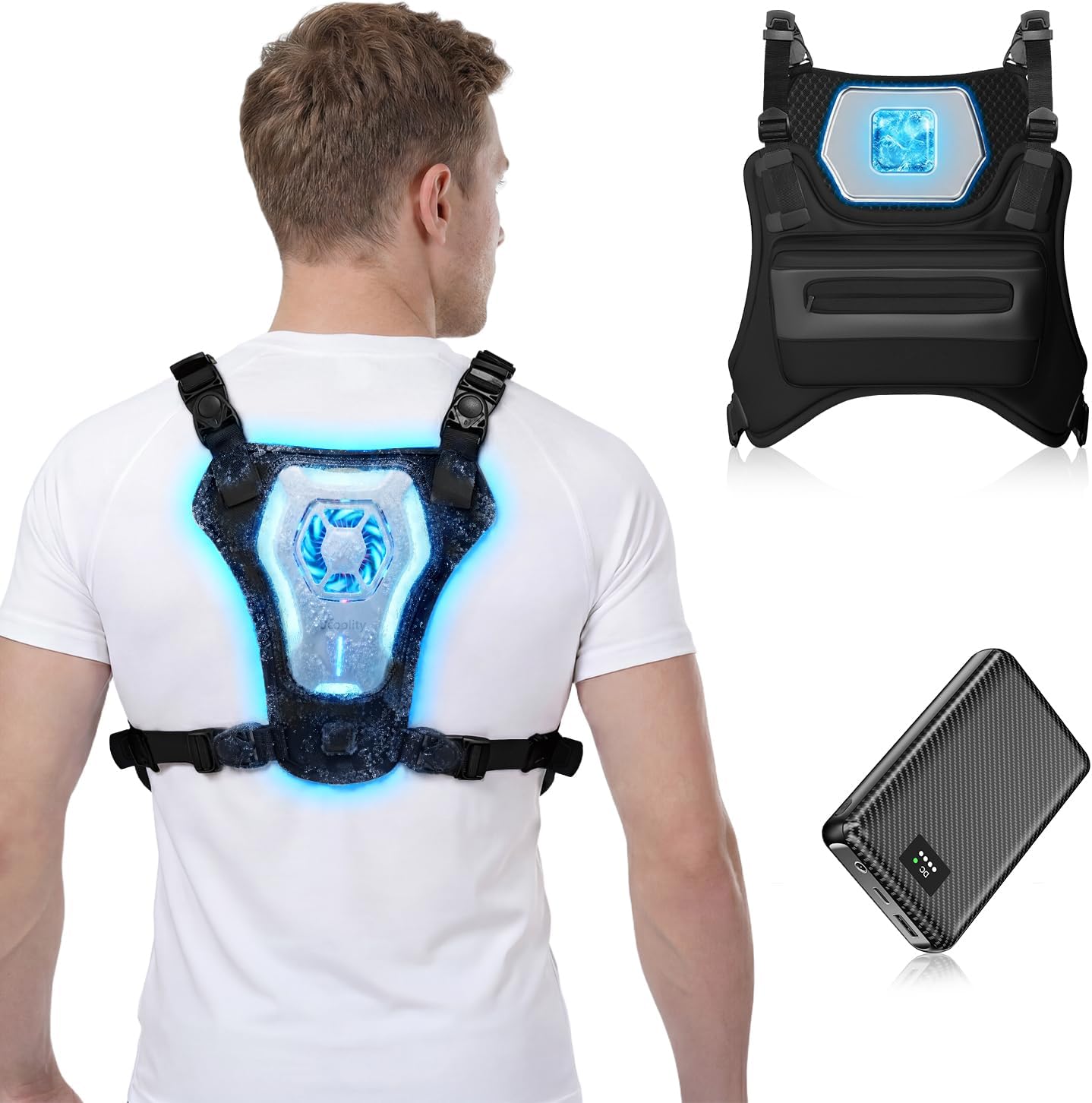Portable Cooling Vest with Battery, Wearable Cooler with Chest Pack, Lightweight Heat Relief Gear