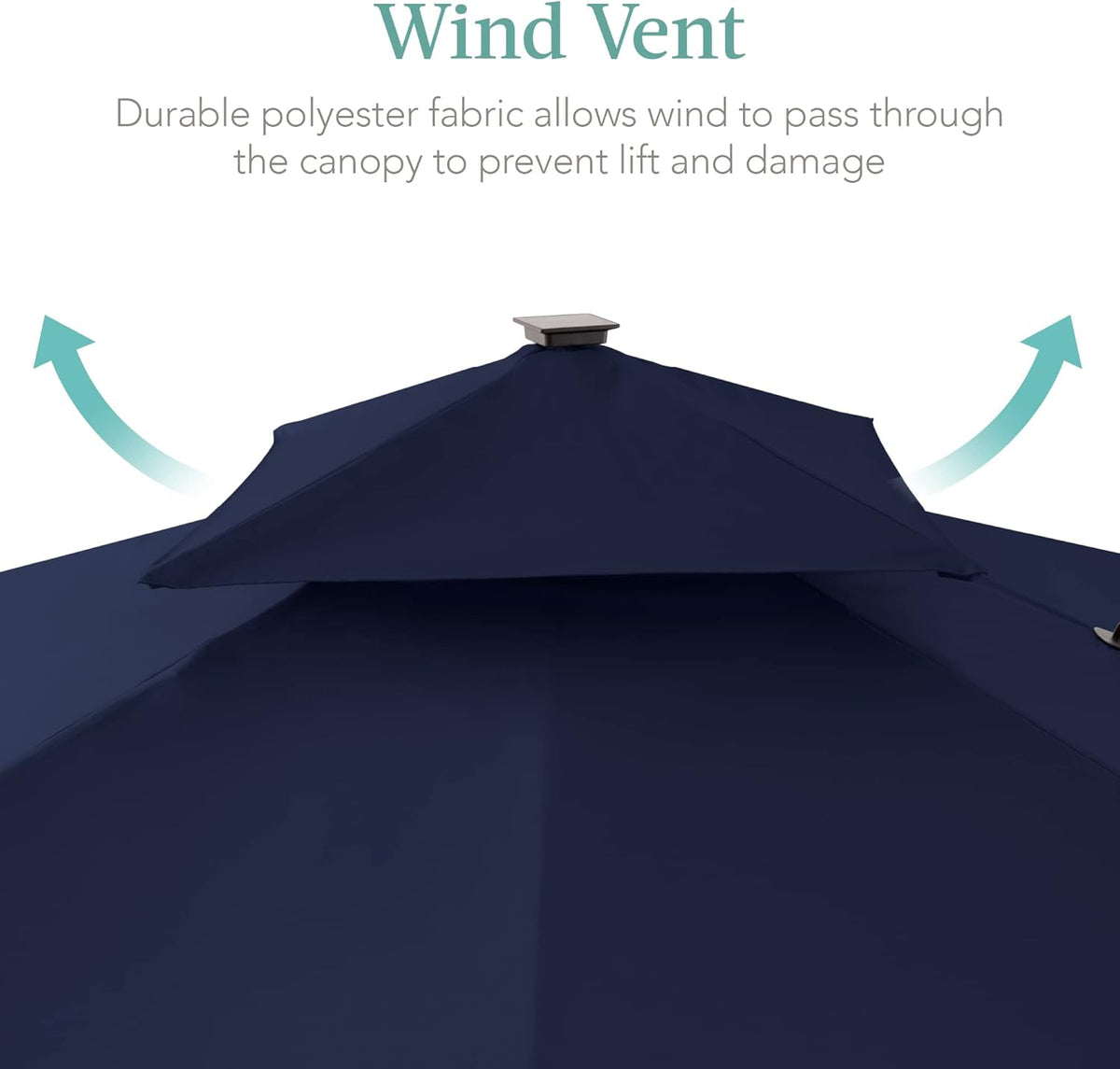 Best Choice Products 10x10ft Cantilever Patio Umbrella w/Base Included, Solar LED Lights 360 Rotation Large Offset Hanging Outdoor Shade for Deck Pool Backyard w/Stand – Navy Blue