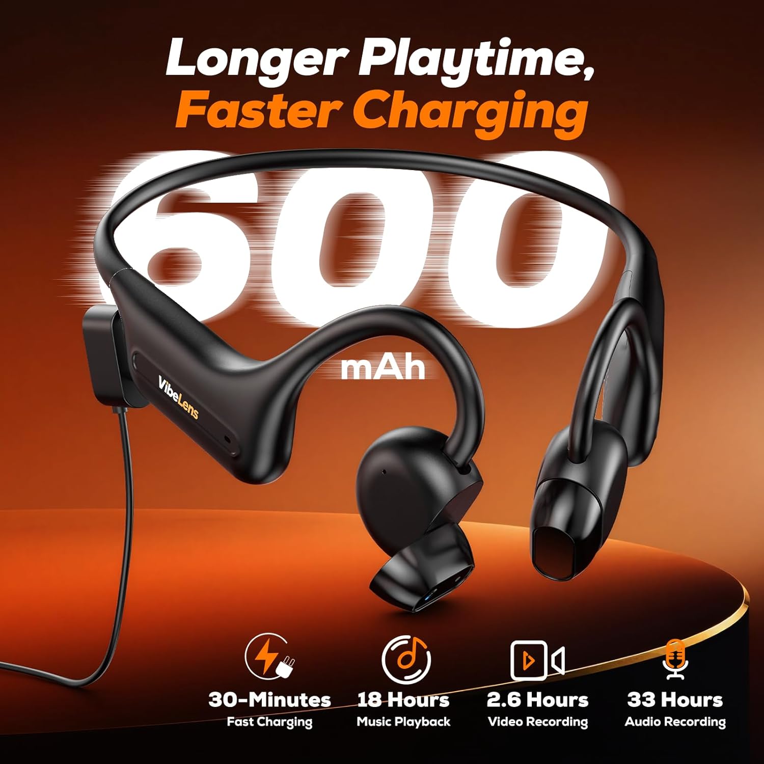 MusicCam World's 1st Bone Conduction Headphones with Camera, Hand-Free POV Camera Headphones, IP68 Water & Sweat Resistant, AI Functions, Open-Ear Bluetooth Wireless Sport Earphones with APP