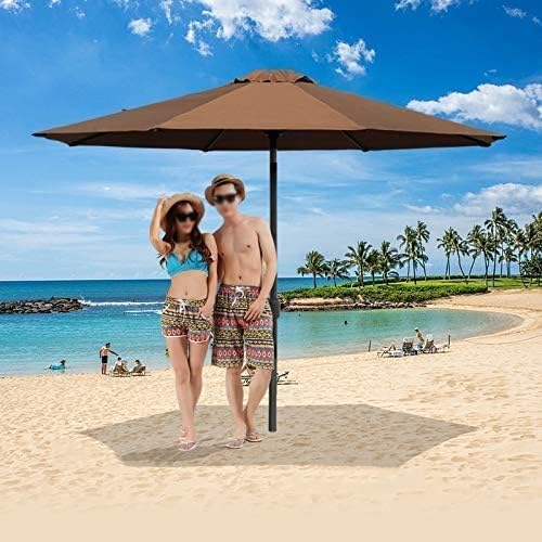 Outdoor Beach Patio Umbrella 9.8ft/3m, Garden Parasol Sun Umbrella with Crank and 8 Sturdy Ribs, Waterproof and Fade Resistant (Color : Gray-brown, Size : 9.8ft/300cm)