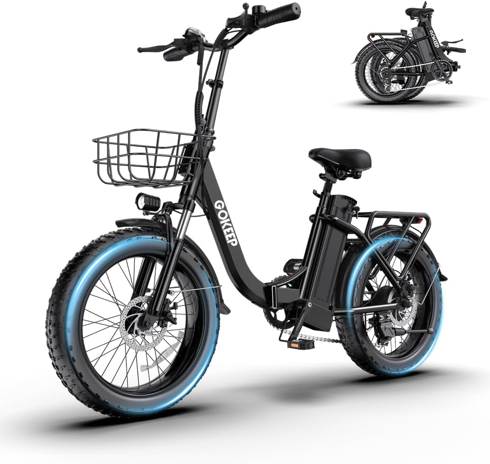 Folding Electric Bike, 1300W Peak Motor, 75 Miles PAS Range, 52V 13Ah Removable Battery, 20" Fat Tire & Front Suspension Electric Bicycles, 20MPH 7-Speed Commuter Ebike, UL2849 Certified, Black