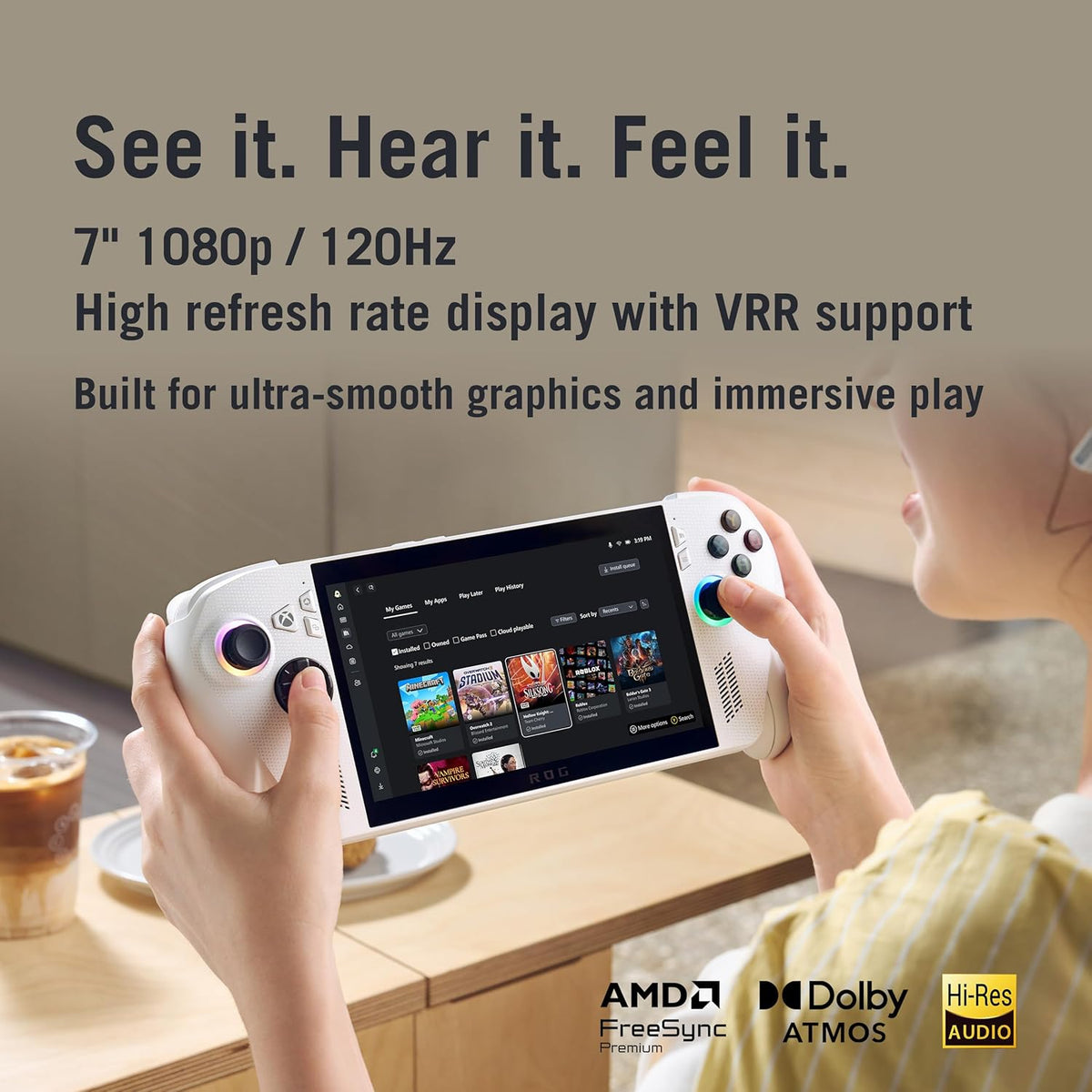 ASUS ROG Xbox Ally Gaming Handheld 7" 120Hz Touchscreen IPS Display (AMD Ryzen Z2 A, 16GB LPDDR5X, 1TB SSD, AMD RDNA 2 Graphics, Fingerprint, WiFi 6E, Bluetooth 5.4, Win 11 Home) /w DKZ Hub