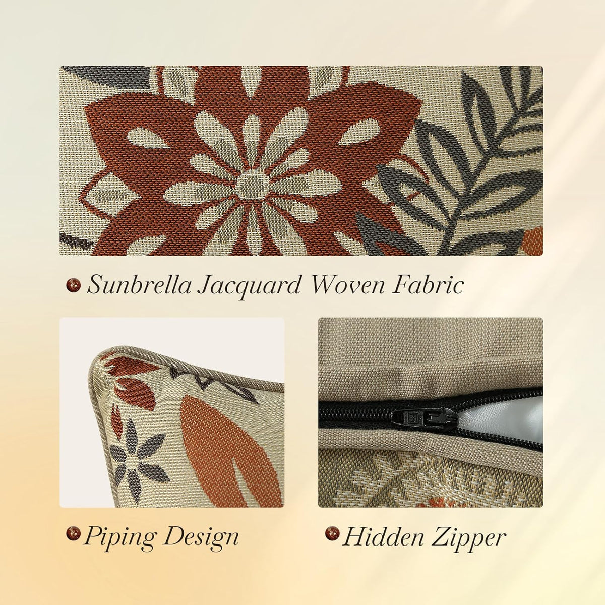 Outdoor Sunbrella Decorative Pillows Pack of 4, 18" x 18" Outdoor Pillow Set for Couch Bed Throw Patio Sofa, Airies Marble