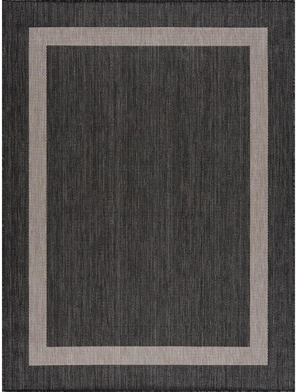CAMILSON Outdoor Rug 9x12, Large Modern Outside Rugs for Patios Porches Waterproof Durable Washable Non-Shedding, Easy-to-Clean Indoor Outdoor Area Carpet (9 x 12, Bordered - Dark Gray/Light Gray)