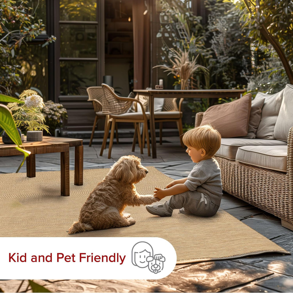 Nuloom Outdoor Performance Collection Nakia Brown/Ivory, 13' x 15', Soft and Cozy, High Traffic, Stain Resistant, Easy Clean, Durable Area Rug for Indoor/Outdoor Patio, Deck, Porch, Garden, Courtyard