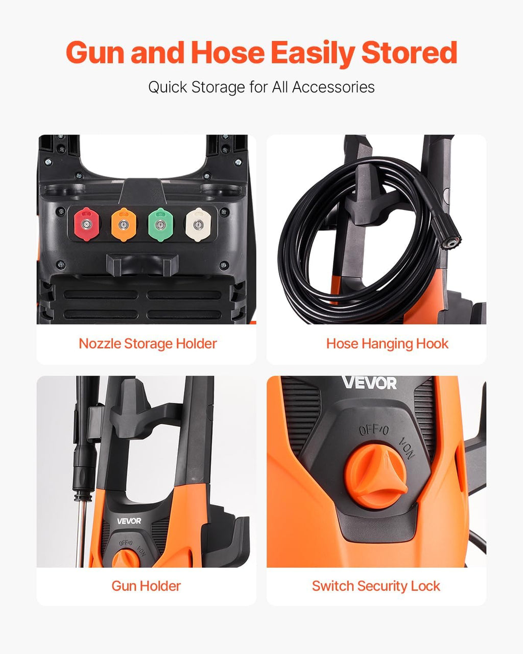 VEVOR Electric Pressure Washer, Max 4200 PSI 2.8 GPM, High-Power Cleaner with Foam Cannon & 4 Nozzles for Driveways, Cars, Fences, Patios, Home Cleaning