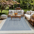 Rugshop Blue Braided Geometric Reversible Weather Resistant Indoor/Outdoor Area Rug, for Patio, Balcony and Living Room, 5' x 7'