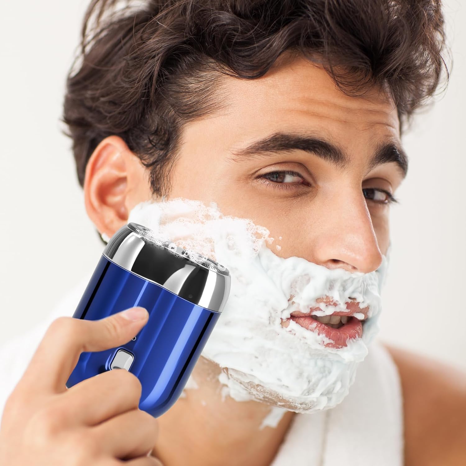 Mini Electric Shaver for Men Women, Pocket Dual Head Shaver, Rechargeable Waterproof Compact Travel Electric Razor, USB Close Battery Portable Razor for car, Travel, Office, Home use (Blue)