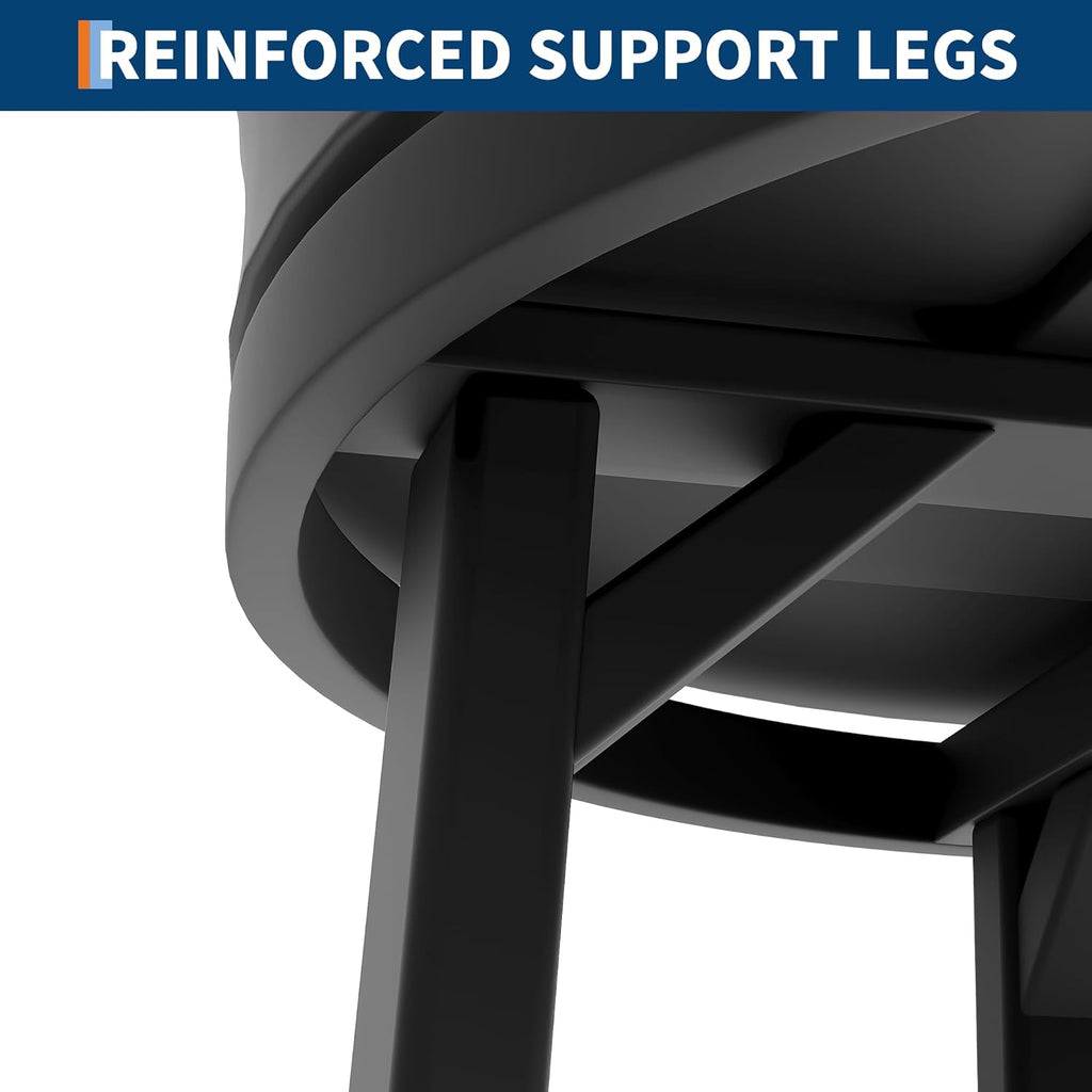 IDEALHOUSE 30'' Swivel Bar Stools Set of 4 with Footrest, Modern Counter Height Barstools with PU Leather Upholstered and Metal Frame, Backless Round Bar Stools for Kitchen Island, Black