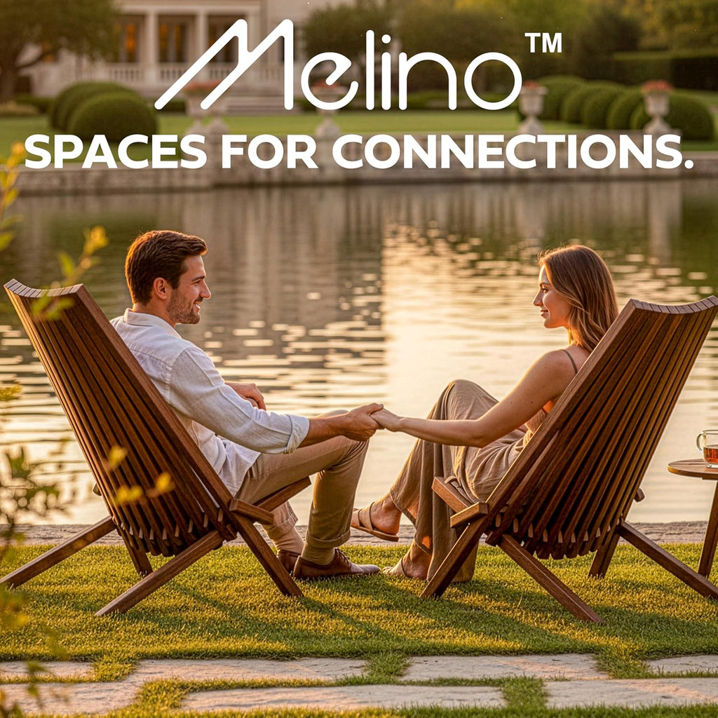 Melino 2-Pack Wooden Folding Tamarack Chair, Low Profile Outdoor Lounge Seat, Chestnut - Foldable Acacia Seating for Patio and Lawn, Portable Beach or Camping Wood Furniture