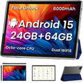 TUOHAITIME Android 15 Tablet,10 inch Tablets, Octa Core CPU, 24GB+64GB+512GB Expansion, 1280x800 Display Screen, Wi-Fi6, Dual Cameras, 6000mAh Battery,Support Widevine L1 Google Kids Space, Blue