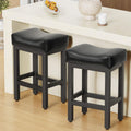 Raynesys Counter Height Bar Stools Set of 2, 24 Inch Barstools for Kitchen Island Counter, Bonded Leather Kitchen Stools with Thick Saddle Seats & Heavy Duty Metal Base, Easy Assembly, All Black