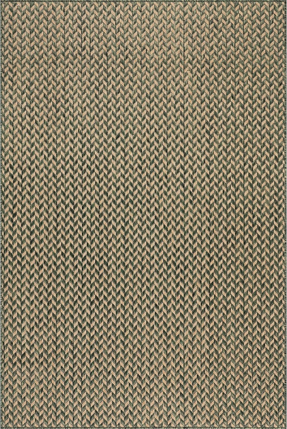 Nuloom Outdoor Performance Camryn Green/Brown, 5' x 8', Herringbone, Soft, High Traffic, Stain Resistant, Easy Clean, Durable Area Rug for Indoor/Outdoor Patio, Deck, Porch, Garden, Courtyard