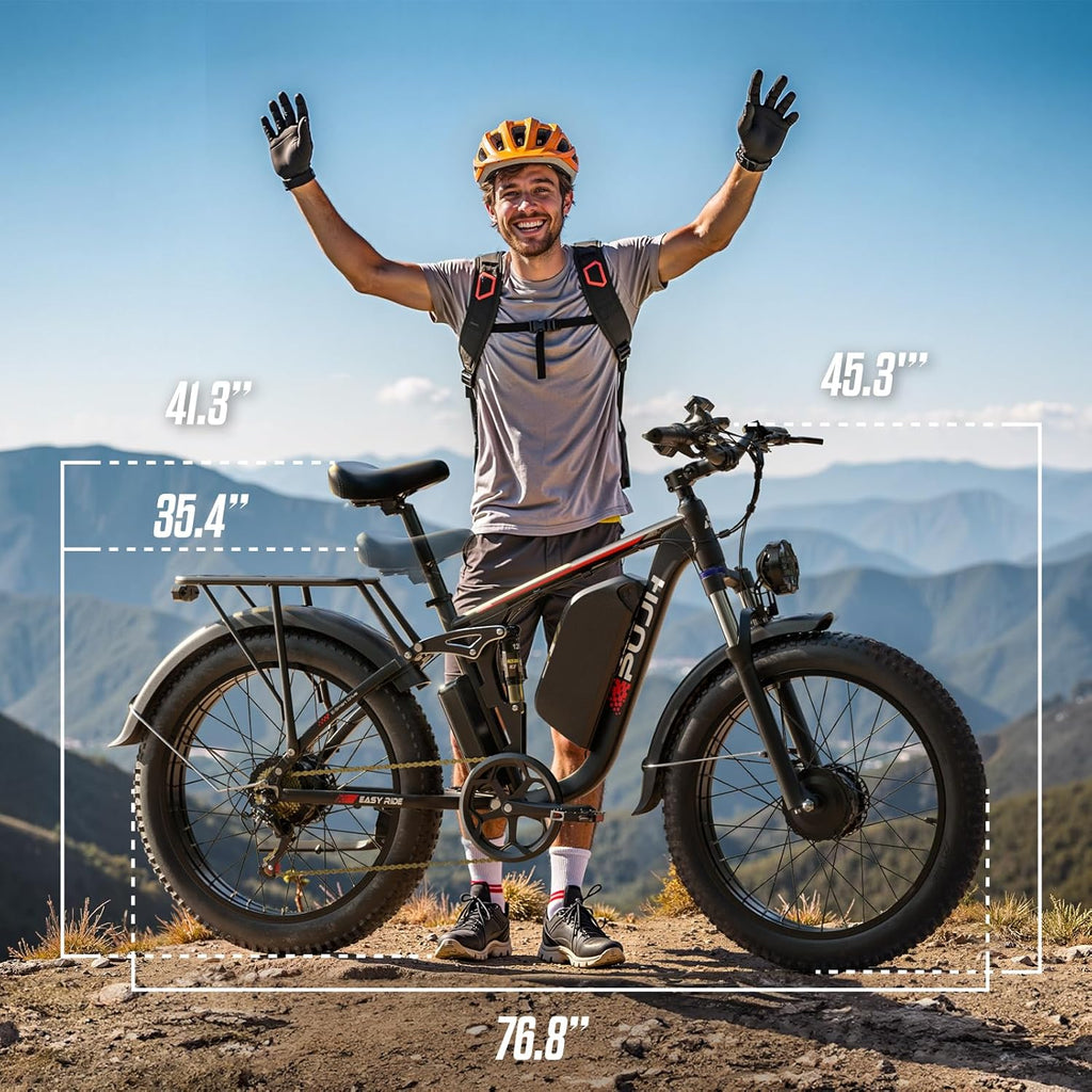 Peak 6000W Dual Motor Electric Bike,60V 1200Wh Removable Battery & 110Nm Torque,Fast Ebike for Adults,Max 45MPH & 100-Mile Range,24" Fat Tire Electric Bicycle for Snow Commuter Riding E-Bikes