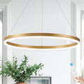 Modern LED Pendant Lighting Ring Chandelier Gold Dimmable LED Chandelier for Dining Room 36W Adjustable Pendant Light Fixture for Living Room Bedroom Home Office Foyer, 3000-6500K D24in