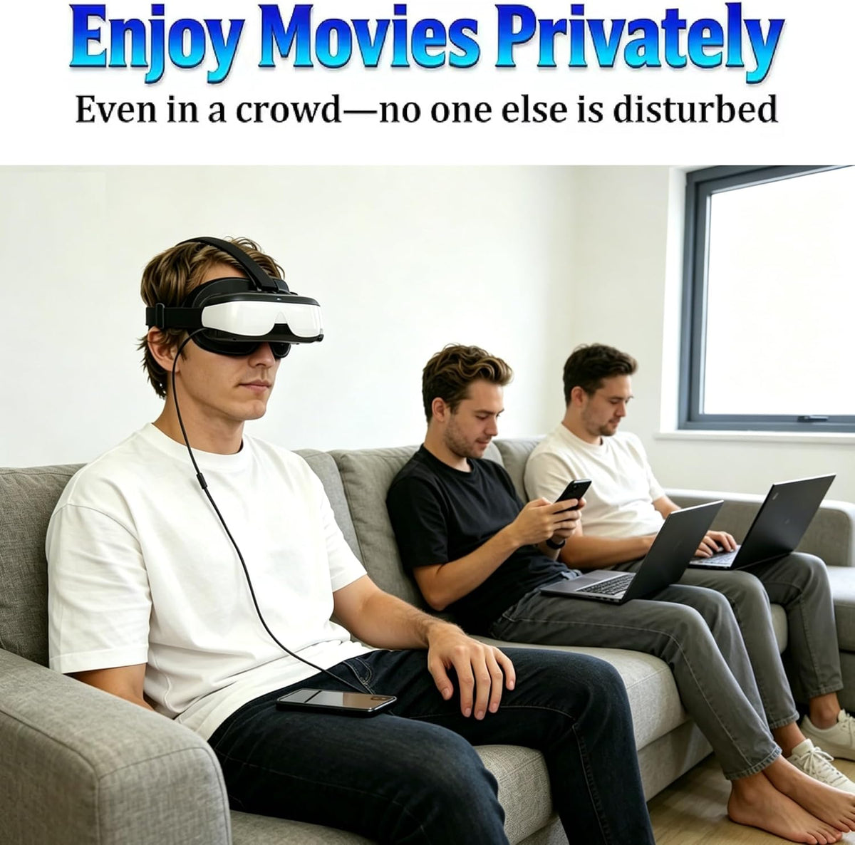 Bigeyes H3 Head Mounted Display - HD 300'' Big Screen,HDMI interface,Built in Battery (3H Playtime), Lightweight & Compact, Enjoy Movies Privately for Men, Travel, Camping, Bedtime Film Mode