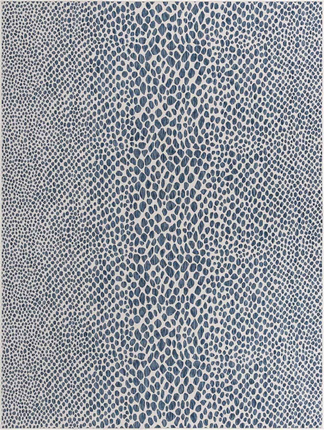 Unique Loom Outdoor Collection Area Rug - Cape Town (9' x 12' Rectangle, Blue/Ivory)