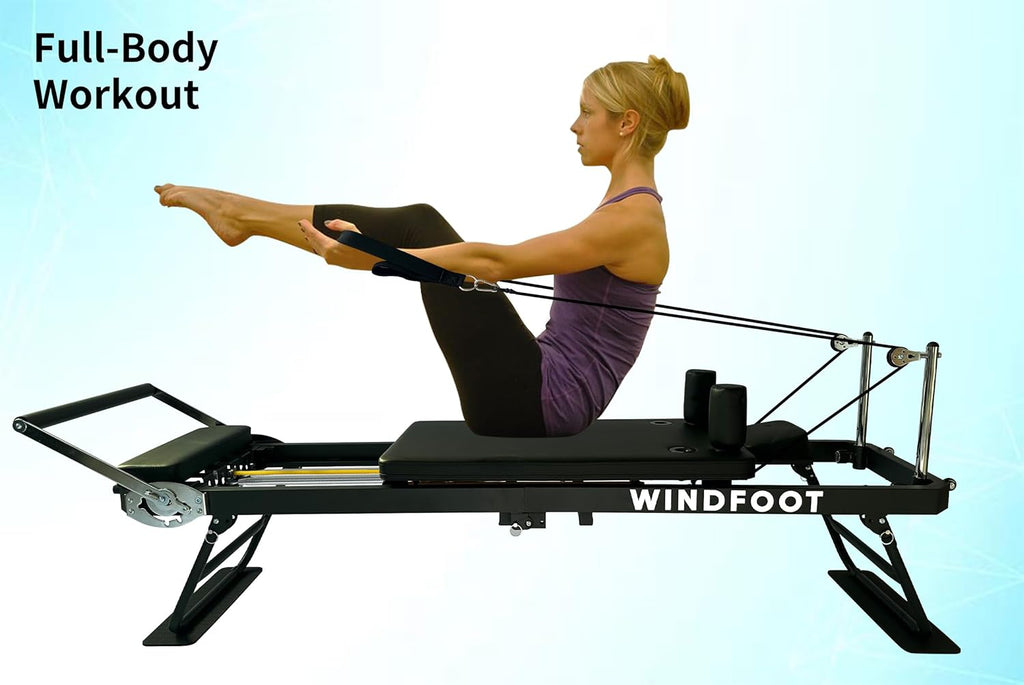 Pilates Reformer Machine Equipment with Springs & Cords for Home Workout, Foldable Pilates Equipment with Jump Board for All Level Users