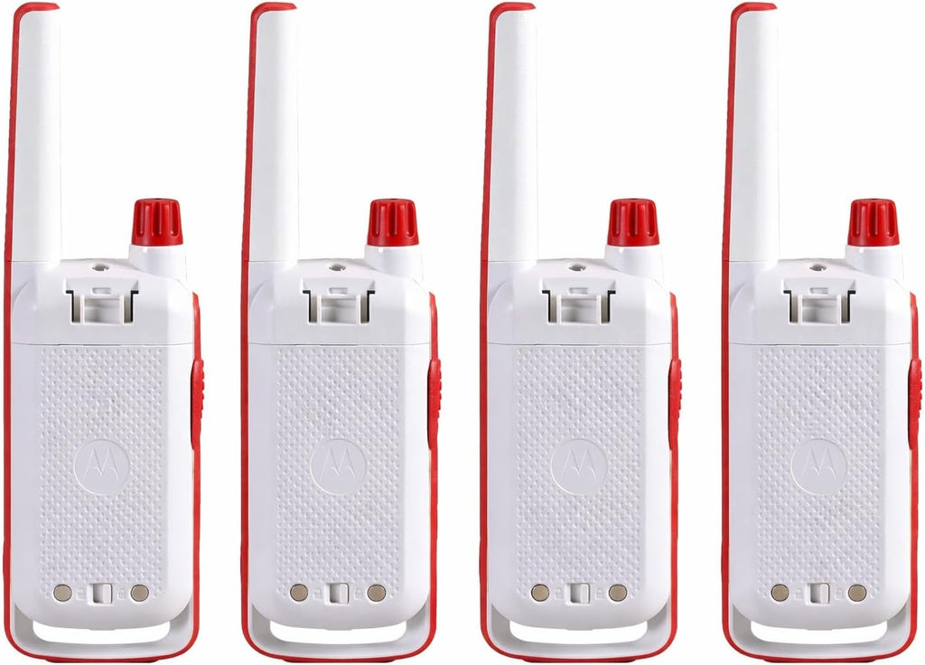Motorola Solutions T478 Walkie Talkies (Pack of 4): White Rechargeable 2-Way Radios for Emergency Preparedness, 35-Mile Range, USB Charging