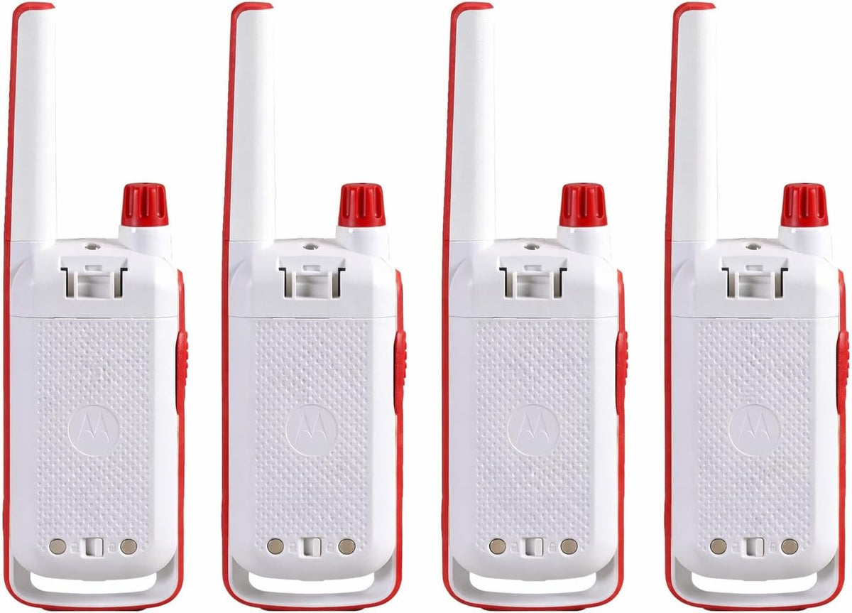 Motorola Solutions T478 Walkie Talkies (Pack of 4): White Rechargeable 2-Way Radios for Emergency Preparedness, 35-Mile Range, USB Charging