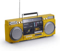 aiwa Retro Boombox CD Player with Cassette Recording, Bluetooth 5.0, FM/AM Radio, USB/SD/AUX Inputs, VU Meters, LCD Display, Dual 40W Speakers - Yellow