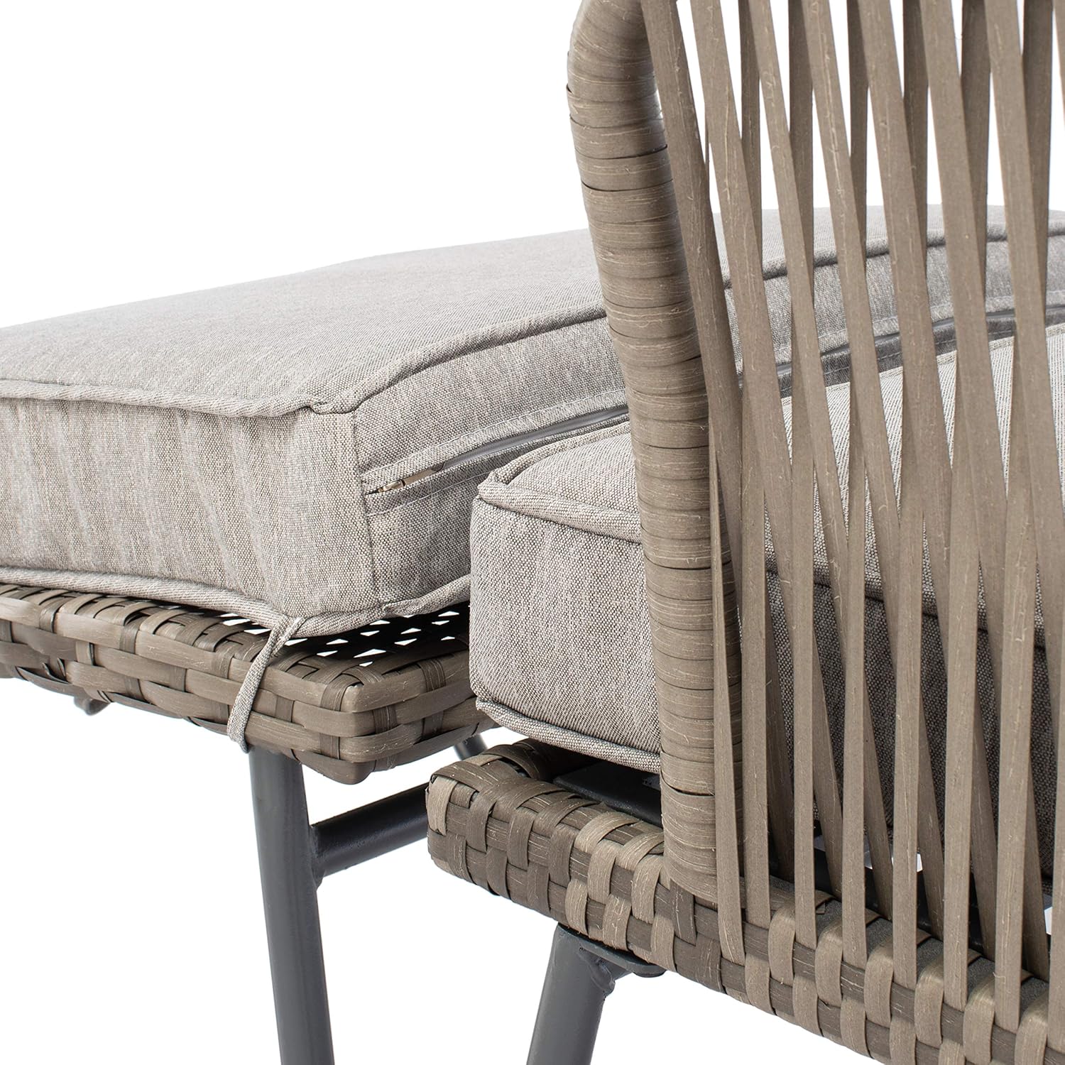 SAFAVIEH Outdoor Collection Narda Natural Grey/Grey Cushion 5-Piece Patio Chaise Lounge Set (PAT9018B-2BX)