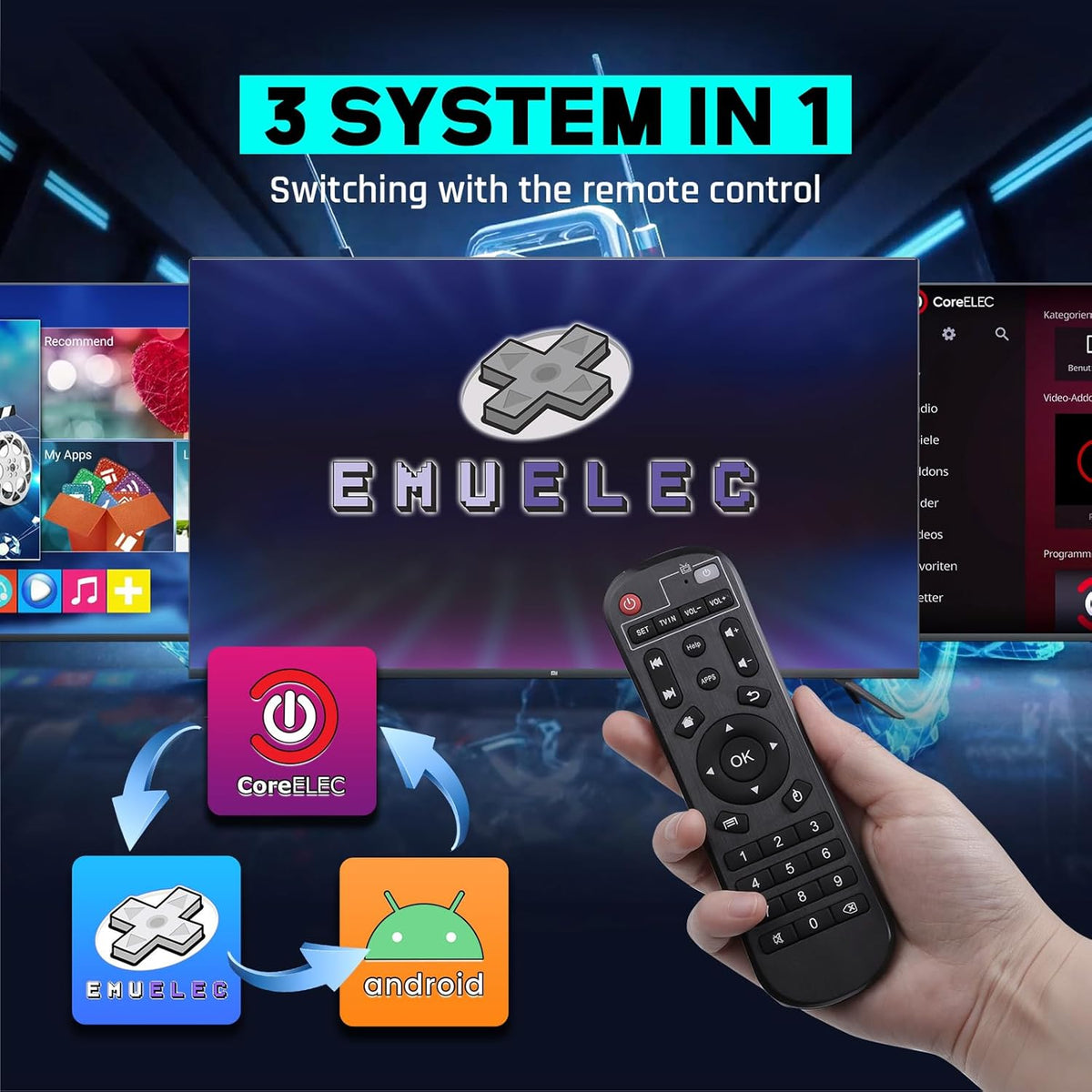 Kinhank 2025 Super Console X2 Pro Pre-installed 65,000+ Classic Games,Retro Game Consoles Compatible with 60+ Emulators,EmuELEC 4.6&Android 9.0, 4K HD Output,2 Wireless Controllers