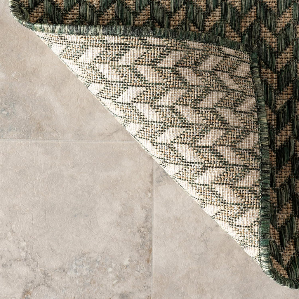 Nuloom Outdoor Performance Camryn Green/Brown, 5' x 8', Herringbone, Soft, High Traffic, Stain Resistant, Easy Clean, Durable Area Rug for Indoor/Outdoor Patio, Deck, Porch, Garden, Courtyard